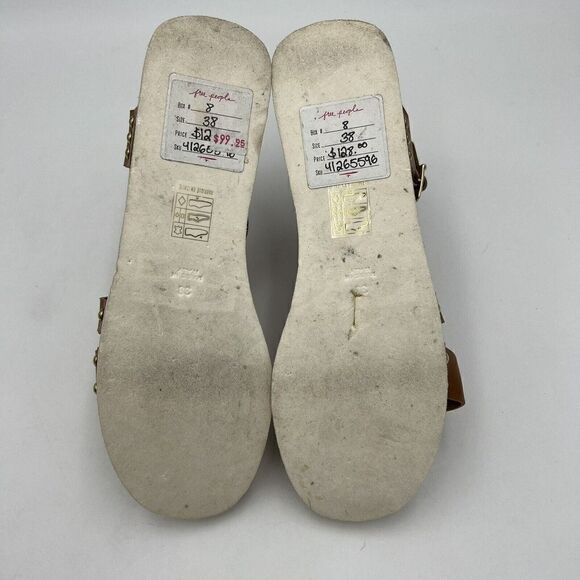 NEW Free People Sundown Flatform Sandal Brown Leather Gold Accent Size 7/38 - Picture 7 of 10